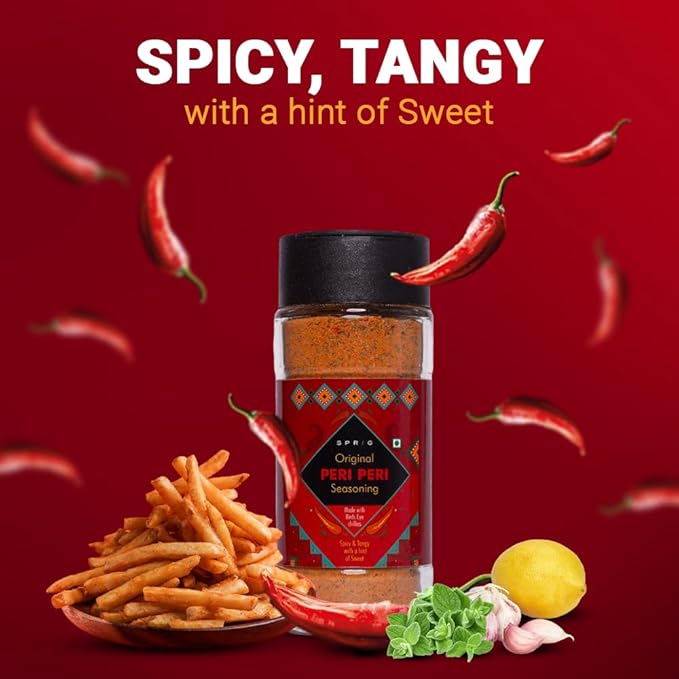 
                  
                    SPRIG Authentic Peri Peri Seasoning, 65g | Made With Real Peri Peri Chilli (Bird's Eye Chili), Herbs, Lime & Garlic | Fiery & Zesty | For French Fries, Popcorn, Chicken | Trans Fat Free
                  
                